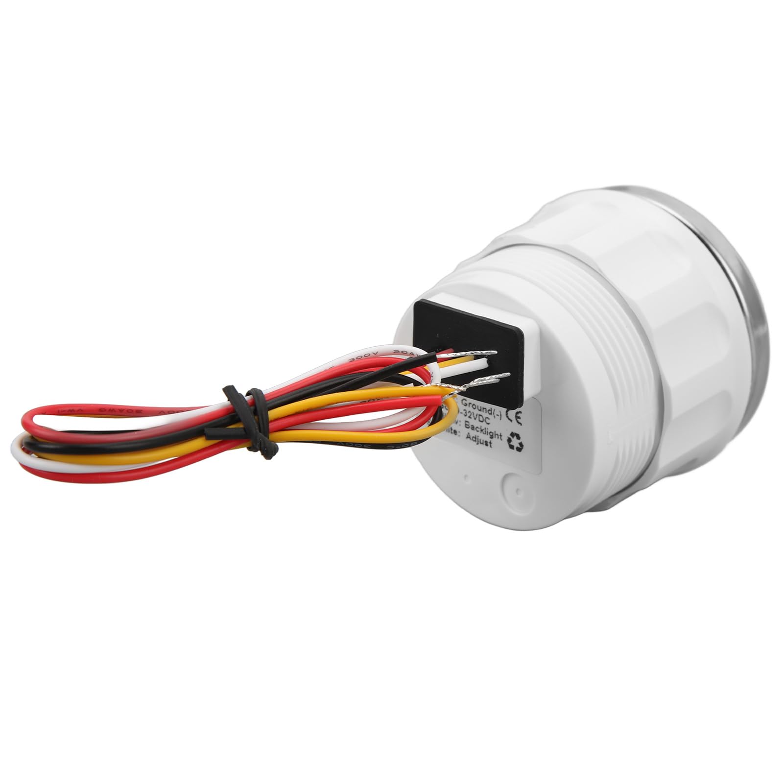 Voltmetro per Barche da 52 Mm DC9-32V Puntatore di Tensione con Retroilluminazione Colorata per Yacht Barche da Pesca (Copertura in argento placcato bianco)