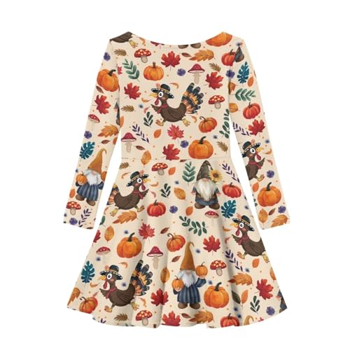 Girls Long Sleeve Dress Casual Twirly Skater Dress for Girls 3-16 Years Old2