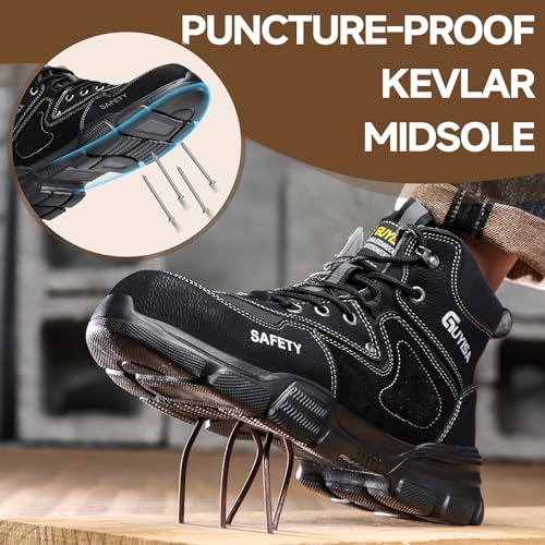Image of Steel Toe Work Shoes for Men, Lightweight Safety Shoes with Puncture Resistant Midsole, Comfortable Protective Work Shoes for Warehouse Factory Light Construction