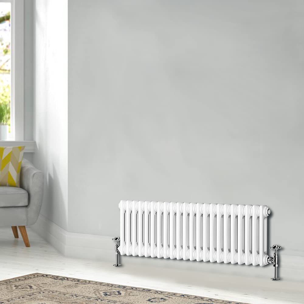 Blümme 300 x 1010mm Horizontal Cast Iron Radiator Double Column White