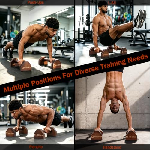 Image of Push-up Stand, 2 PCS Wood Pushup Bars Non-Slip Base Exercise Home Workout Equipment, 30CM Wooden Parallettes Handle Stands Grip for Men Strength Training, Planks Calisthenics