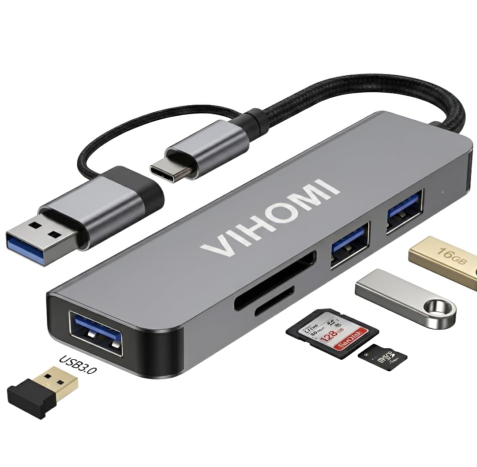 5-in-1 USB Hub Type A + Type C, USB 3.0 High Speed 5Gbps Data Transfer, SD/Micro SD Card Reader, Multiport Adapter for Laptop, PC, MacBook, Pendrive, Hard Drive-image-30