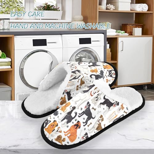 Dog Bone White Slippers For Women Men Soft Memory Foam Non-Slip Animal Winter Indoor House Shoes Travel Slipper3