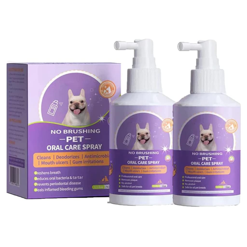 Yiushing Teeth Cleaning Spray for Dogs & Cats, Pet Oral Spray Clean Teeth (2Pcs)