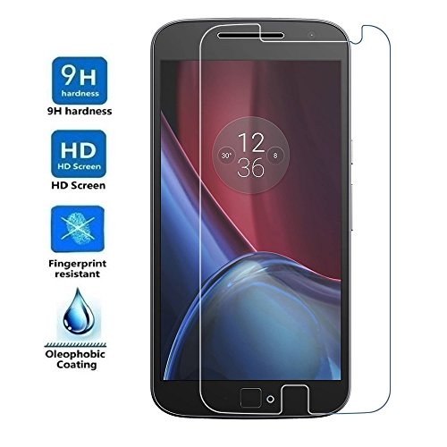 REY Protector de Pantalla para Motorola Moto G4 Plus 4th, Cristal Vidrio Templado Premium