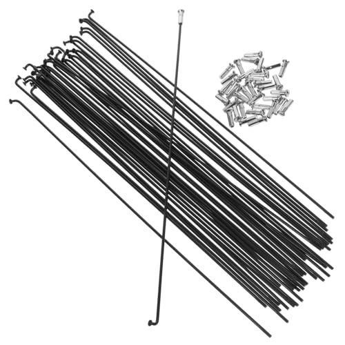 BRIGHTFUFU 36Sets Mountain Bike Steel Spokes Nipples Durable Bike Spokes Accessories for Mountain Road Bicycles Steel Construction Spokes Nipples