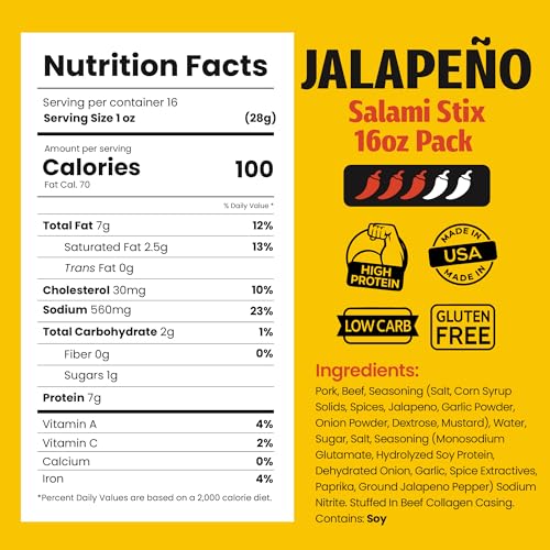 Image of Long John Snacks Dried Salami Sticks, Jalapeno, 16 Oz