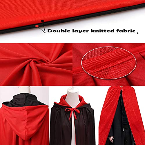 OUQIWEN Vampire Cape Kids,Child Halloween Black Red Hooded Cloak Vampire Cape,Reversible Hooded Kids Vampires Costume(90cm) - Image 3