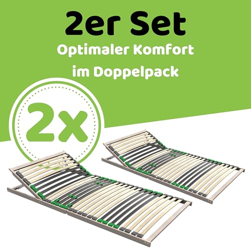FlexStar 7-Zonen Lattenrost 2er Set 90x200 – Kopfteil verstellbar - auch für Bettgröße 180x200 - Klappbar fertig montiert - 28 Birke -Federleisten - Für alle Matratzen - Bettrost stabil - Vormontiert – Bild 3
