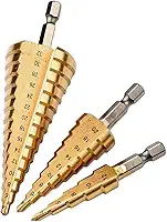 Conjunto de Brocas Escalonadas em Titânio, Aço Rápido HSS, Diâmetros de 4 a 12 mm, 4 a 20 mm e 4 a 32 mm