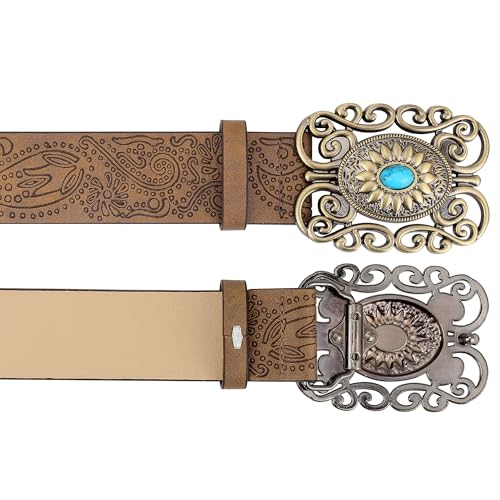 CHIC DIARY Women Western Leather Blet Cowgirl Country Belt Vintage Waist Belt for Jeans4