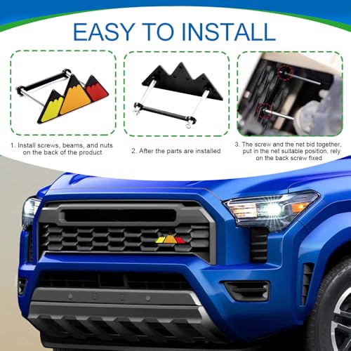 Image of Tri-Color Grille Decor Badge, Front Grill Emblem, Tri-Color Grille Badge Emblem Decoration Accessories, Grille Insert Trims Car Decor Fit for Tacoma 4Runner Tundra (Snow Mountain Red)