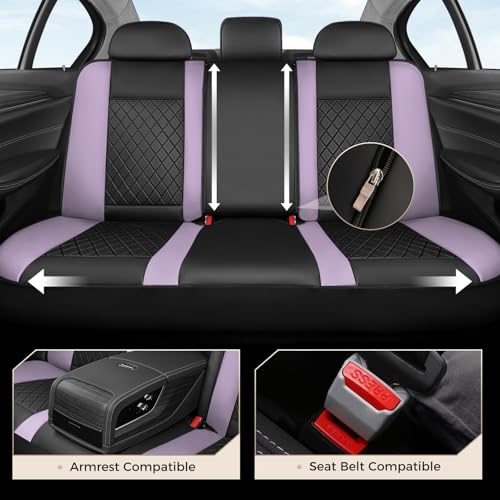 Image of Coverado Car Seat Covers Full Set, Automotive Leather Seat Covers for Car,Universal Fit Front Back Seat Cover, Non-Slip Waterproof Breathable Car Seat Protector