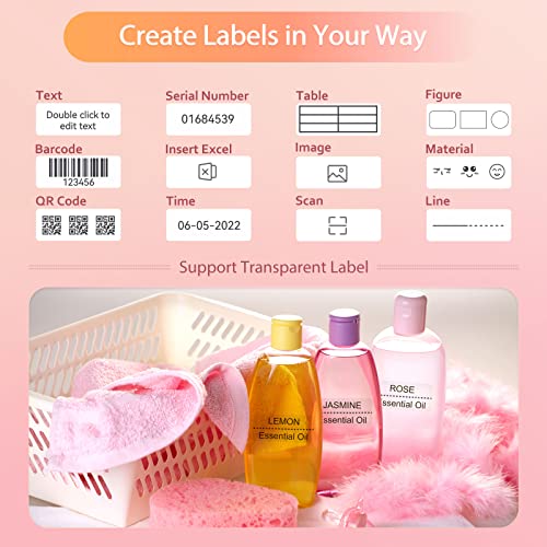 Jadens Label Maker Machine, D11 Portable Bluetooth Printer For Labeling, Home, Office, Organization, Mini Label Maker Machine With Tape, Multiple Templates Available For Phone, Handheld Labeler, Pink #TOP5