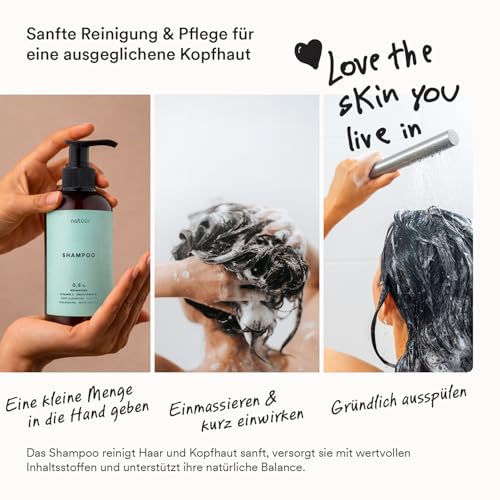 natüür Shampoo 200 ml | Nährendes Haarshampoo mit Neemavera, Vitamin E & Provitamin B5 | Feuchtigkeit & Glanz | Natürliche Haarpflege Damen | Shampoo Damen & Herren für sanfte Tiefenreinigung