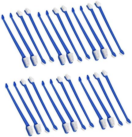 JOCHA Dog cat pet Toothbrush kit Set Double Headed Tooth Brush Tooth-Brush Stick Small Breed for Small Tiny Large Dogs Bulk 50 Piece (Blue)