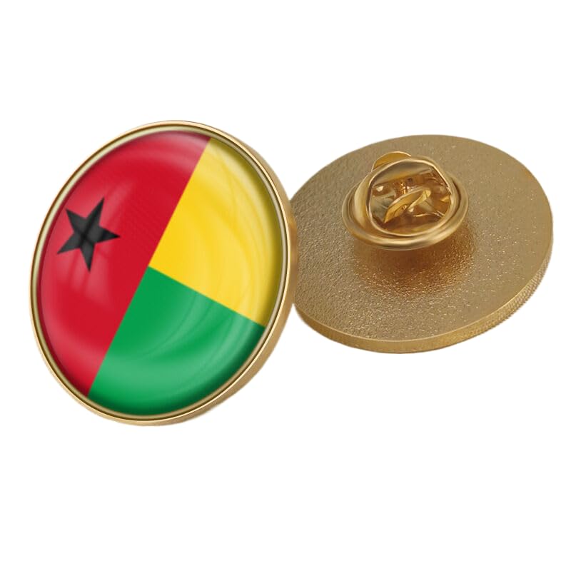 Broche Avec Le Drapeau De La Guinée-Bissau - Motif Patriotique Avec Lettres Imprimées, Épingle À Revers, Boucle, Bijou Rond Pour Homme Et Femme