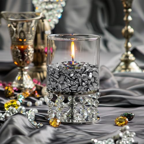 Image of 0.81 LB Candle Holder Mini Rocks,Small Gravels Stones,Silver,3-7mm | Vase Fillers,Terrarium Succulent Planter Soil Cover Decor Pebbles,Aquarium Fishbowl Granule,Crushed Glass