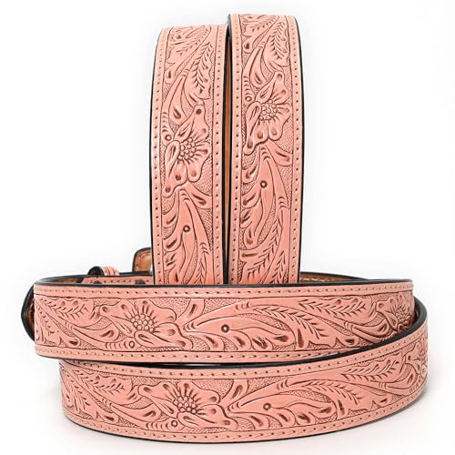 American Darling Beautifully Hand Tooled Peach Genuine American Leather Belt Men and Women Western Belt with Removable Buckle2