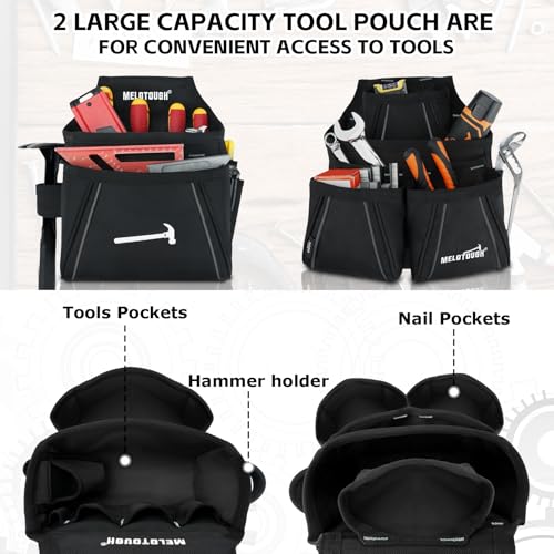 Image of MELOTOUGH Tool Belt with Suspenders Electrician Tool Bag Suspenders Framers Combo Apron Tool Belt Construction Tool Pouch Suspenders Heavy Duty Carpenter Suspension Rig（Grey）