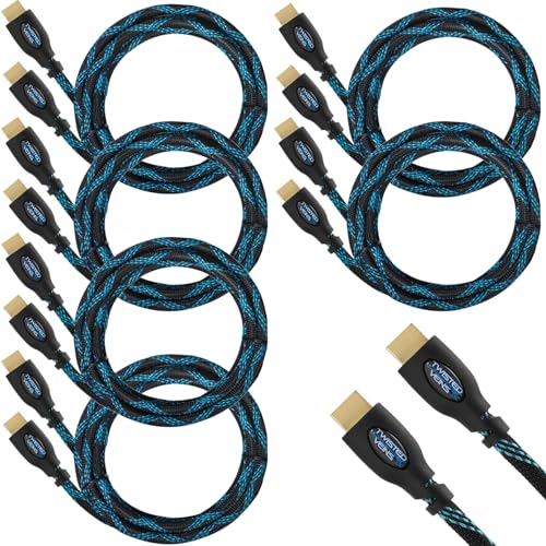 Image of 6-Pack of 10 ft HDMI Cables, Premium Braided Cord, High Speed with Ethernet, Supports HDMI 2.0b 4K 60hz HDR and ARC