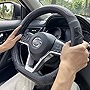 PINCTROT D Shaped 14.5 - 15 Inch Steering Wheel Cover Great Grip with 3D Honeycomb Anti-Slip Design, Flat Bottom 14.5 - 15 Inch (Black /Red Stitch)