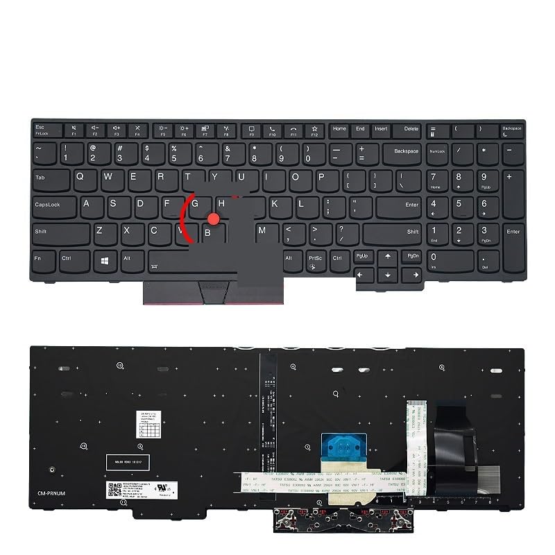 Clavier Espagnol-Russe de rechange premium pour P43S T490 E495 R490 - Finition US Black