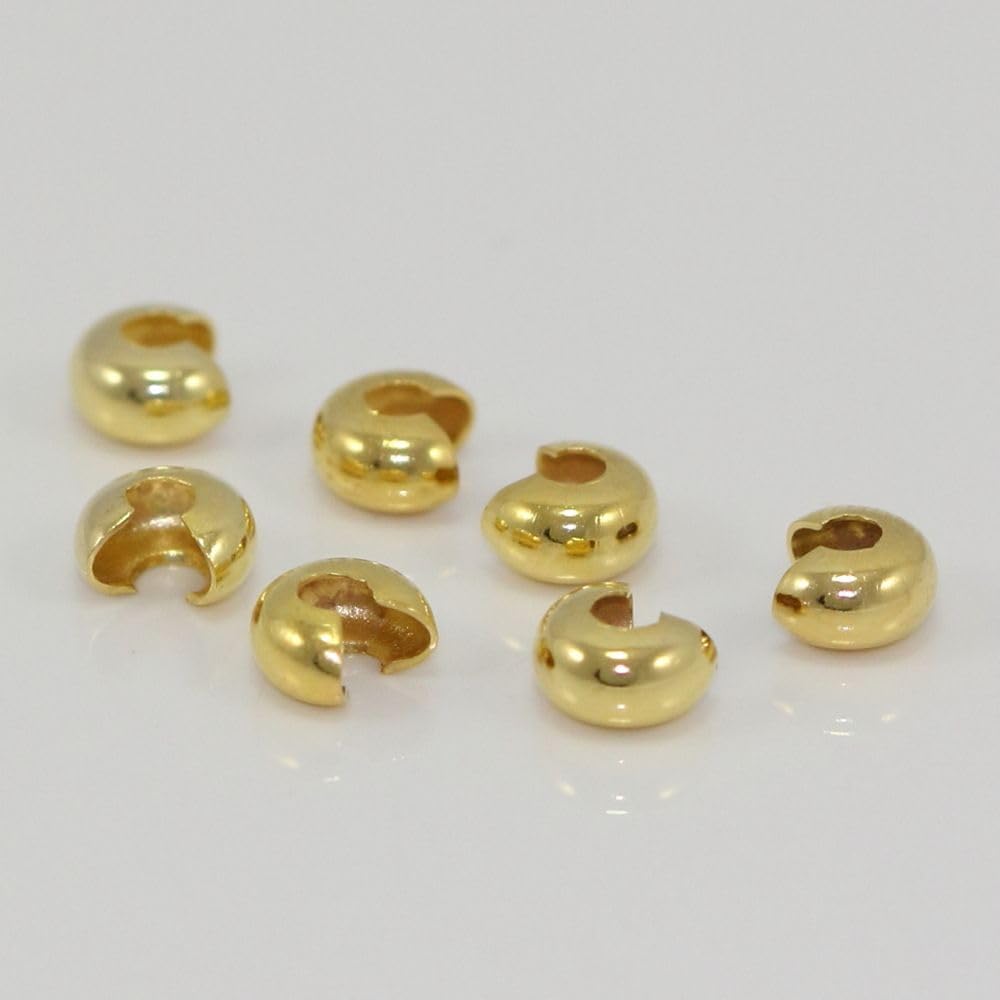 100pcs Crimp Bead Knot Covers 4mm (0.16 Inch) Small End Caps 18K Yellow Gold Plated Copper Brass for DIY Craft Jewelry Making CF8-4 - Image 4