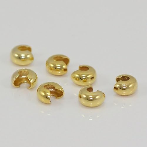 Miniatura 4 de 400 piezas de cubiertas de cuentas engarzadas con nudo de 3 mm (0,12 pulgadas) pequeñas cubiertas engarzadas de 18K latón chapado en oro amarillo