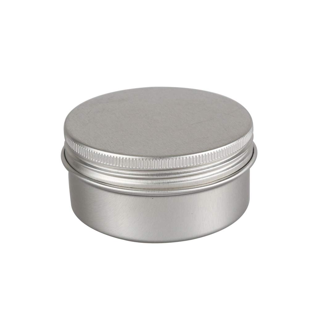 100 Stück Leere 80 ml Rund Silber Aluminium Tins Schraubdose Cremedose Alu-Tiegel Dosen mit Schraub-Deckel 5ml Aludose Blechdosen für Kosmetik Kerze Salben 3x Löffel, 100x Etikette