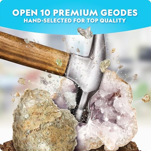 Image of National Geographic Break Open 10 Premium Geodes with Goggles & Display Stands (Pack of 6)