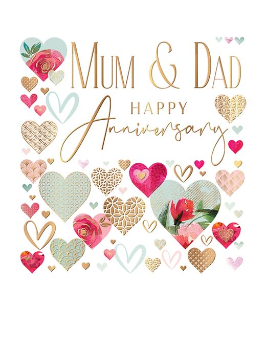 Piccadilly Greetings Anniversary Card Mum & Dad Happy Anniversary - 8 x 6 inches
