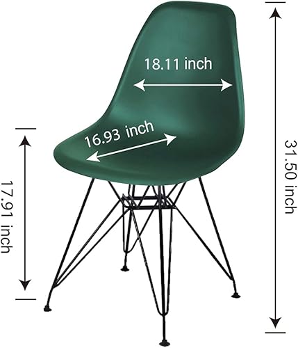 Miniatura 3 de GIA Silla de comedor contemporánea sin brazos con patas de metal negro, juego de 1, verde Drak