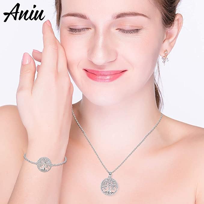 Aniu Tree of Life Necklace for Women, 925 Sterling Silver Mother of Pearl Family Palm Tree Charm Pendant Jewelry for Birthday Christmas Gift - Image 5