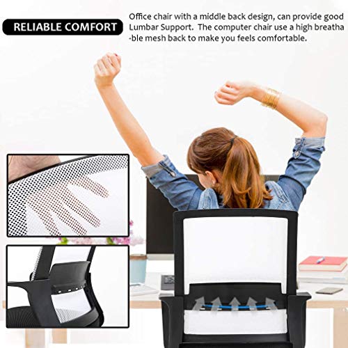 2 Pack Mesh Office Chair,Desk Chair, Computer Chair Swivel Rolling Executive Lumbar Support Task Mesh Chair Metal Base for Women&Men,Ergonomic Executive Chair with Armrests,White