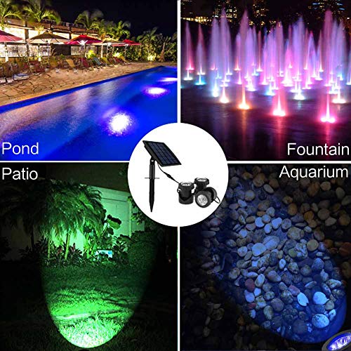Biling Solar Pond Lights, Colorful Submersible Solar Spotlights, Ip68 Waterproof Underwater Landscape Spotlight Color Changing Waterfall Lights For Garden Pond Fountain Pool #TOP6