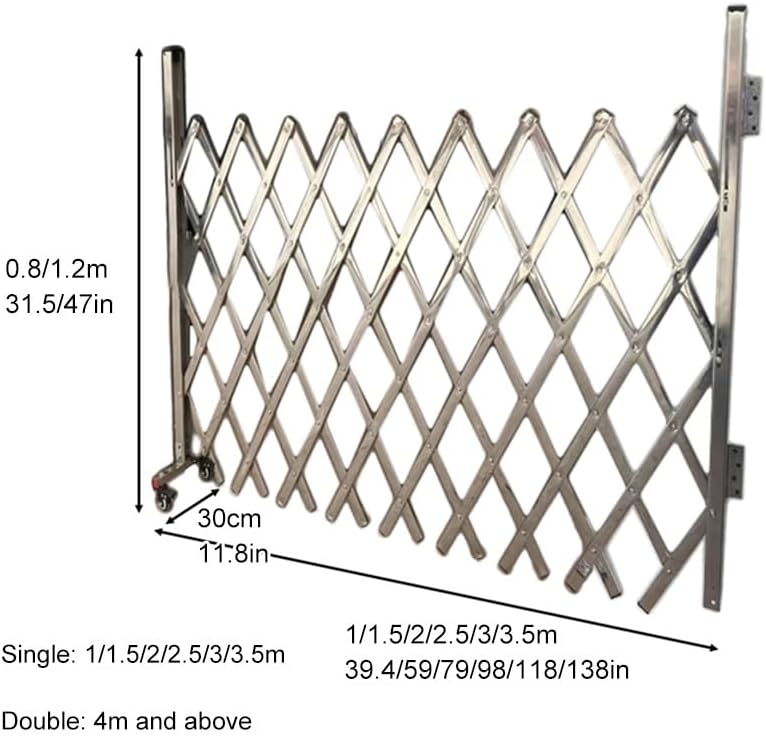 Industrial Folding Security Door Flexible Expandable Accordion Gate with Universal Wheels Ideal for Garages and Gardens (1.2x1m) - Durable Steel Construction