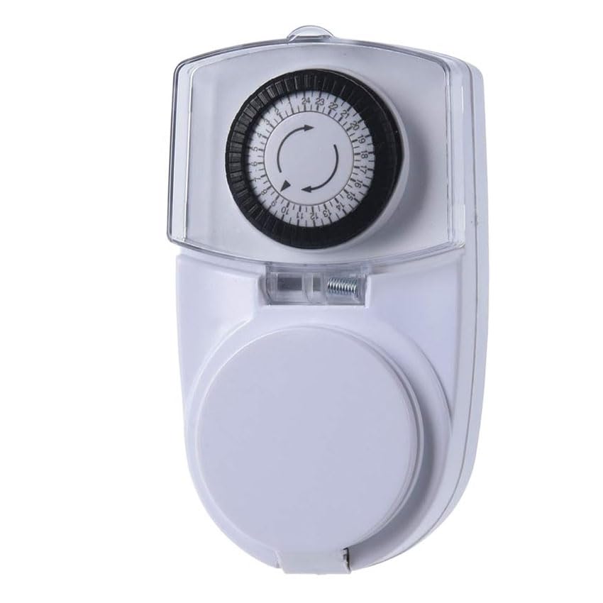 Enchufe con temporizador 24horas blanco, mecánico, exterior, 16A 250V~ 2P+E