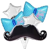 LIttle Man Themed Baby Shower Mustache Decorations Kit for Boy | Party Balloon Supplies