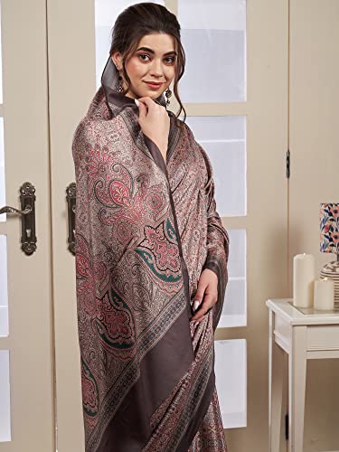 Image of AKHILAM Women's Digital Print Pashmina Silk Bagh Saree With Unstitched Blouse Piece (KSMRP1001 Parent)