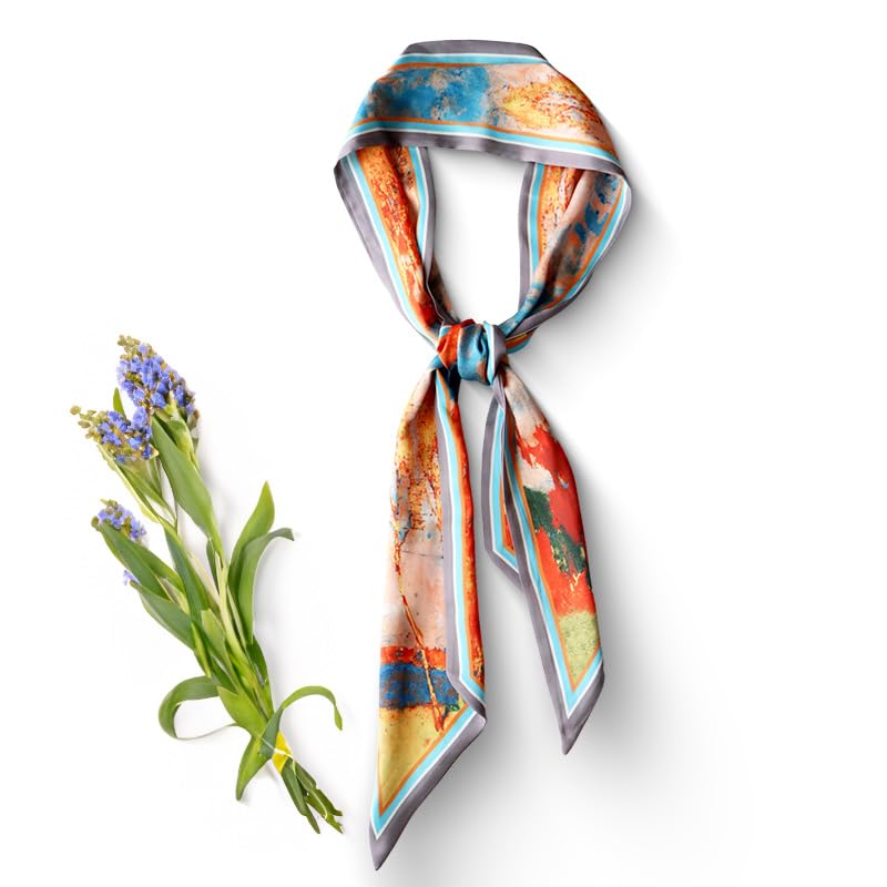 Tinuos Gift for women, Versatile Satin Fashion Scarf,Elegant Long Silk-Feel Hair & Neck Scarf for Women,Lightweight Scarves Perfect for Beach, Hair Wrapping, or Handbag Accents