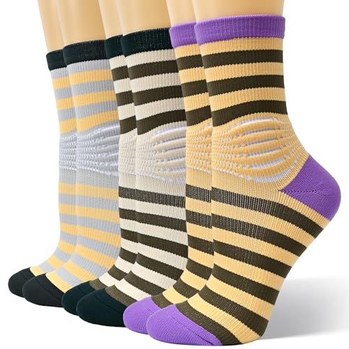 Image of IRAMY Compression Ankle Support Socks Women - Wicking, Cushioned Athletic, Plantar Fasciitis Relief 2 /3 /6 Pairs