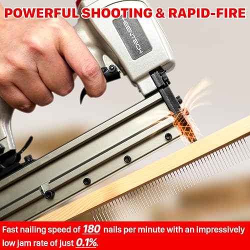 Image of KEENTECH Pneumatic Pin Nailer 23 Gauge, Pin Nail Gun with 2160pcs 5 /32 inch to 1 inch Pin Nails, Headless Air Micro Pinner with Exceptionally Low Jam Rate for Cabinets, Interior Decoration, Windows, Crafts