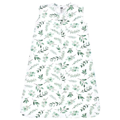 Image of Hudson Baby Unisex Baby Cotton Sleeveless Wearable Sleeping Bag, Sack, Blanket, Eucalyptus, 12-18 Months