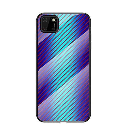 MadBee Funda para Huawei Y5p / Honor 9S [con Protector de Pantalla],9H Cristal Templado [Patrón de Fibra] [Resistente a los Arañazos] + Borde de TPU Silicona Suave Fundas Case Cover (Azul)