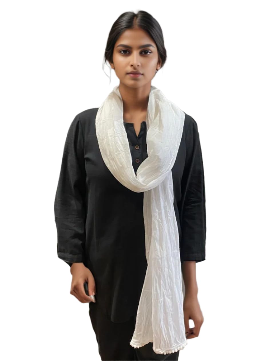 White Cotton Mulmul Dupatta – Lightweight & Timeless-image-33