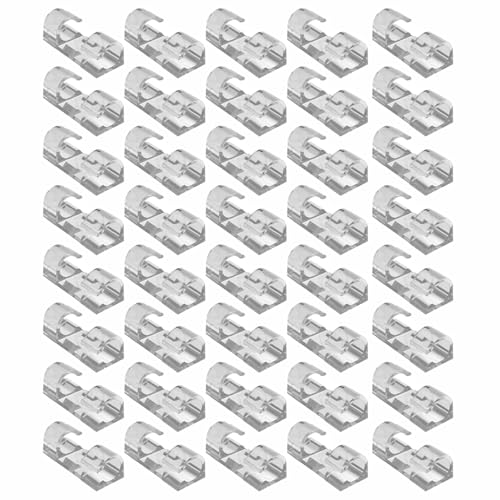 Juego de 40 clips claros autoadhesivos para cable, modelo S, para sostener cables bajo escritorio, pared o auto miniatura 1