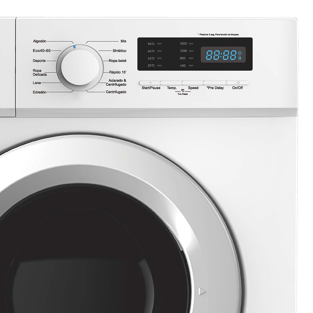 Aspes Lavadora 9Kg Carga Frontal Blanco AL9200ED. 2300W, 1200rpm, 12 Programas, Función Stop&Go, Clase de Eficiencia Energética E