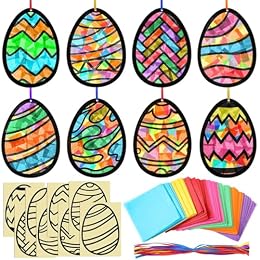 Eersida 32 Pcs Easter Eggs Ornament Suncatchers Craft Set Spring DIY Eggs