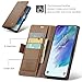 FCOZCKLOM Compatible with Samsung Galaxy S21FE Wallet Case[RFID Blocking], PU Leather Flip Cover with Kickstand Card Holder for Galaxy S21FE 5G 6.4 inch (Brown)